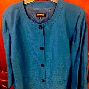 Jones New York 24W silk blend blue button closure jacket